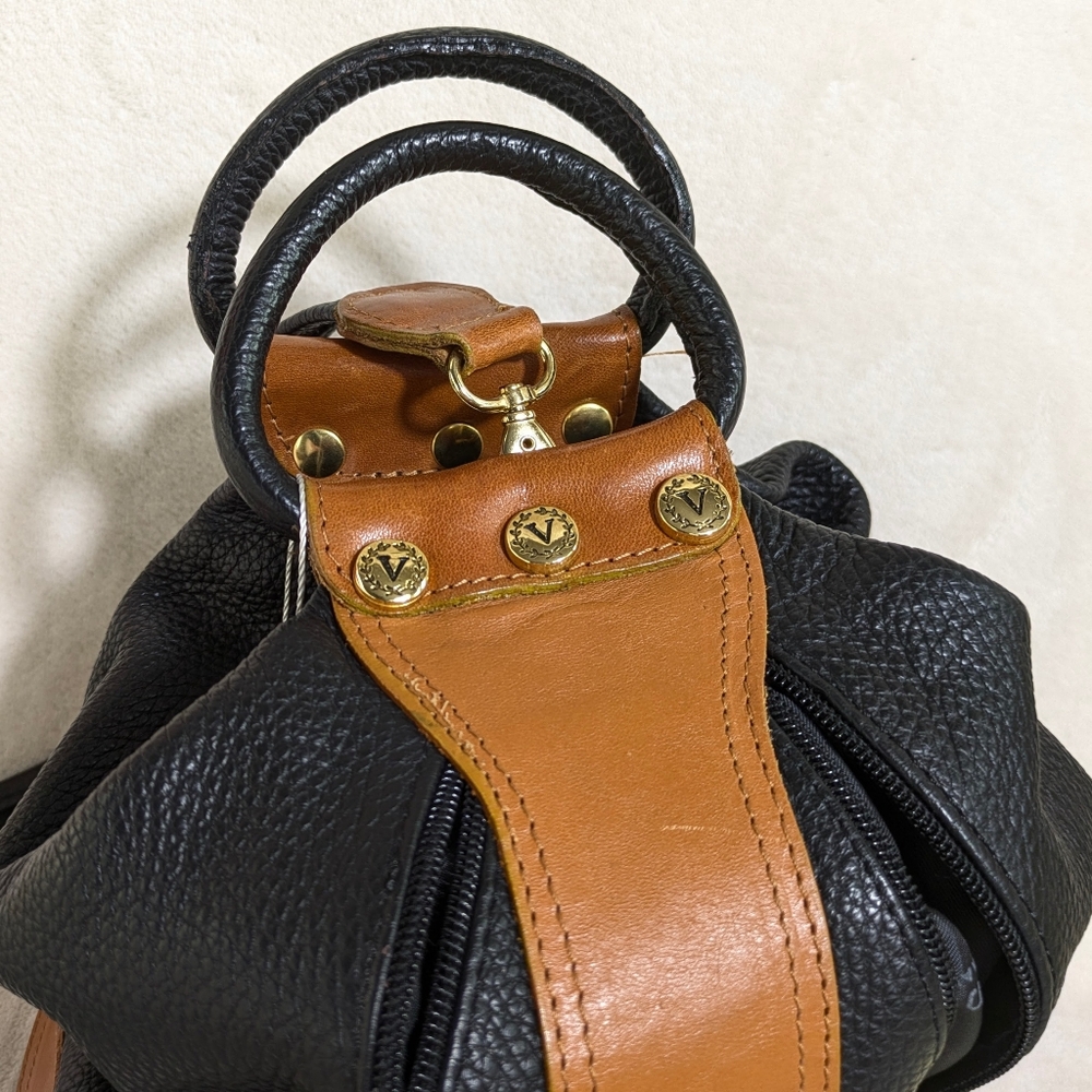 Valentina Convertible Black Brown Leather Shoulder Crossbody Sling Backpack‎ - Picture 14 of 16